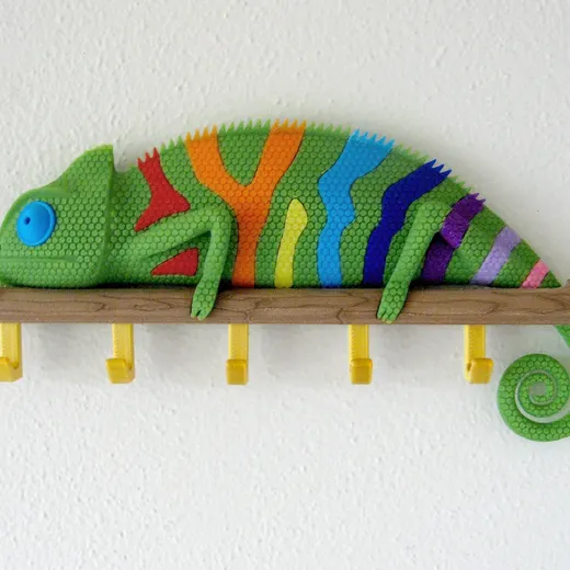 Multi Color Chameleon Wall Art / Key Holder