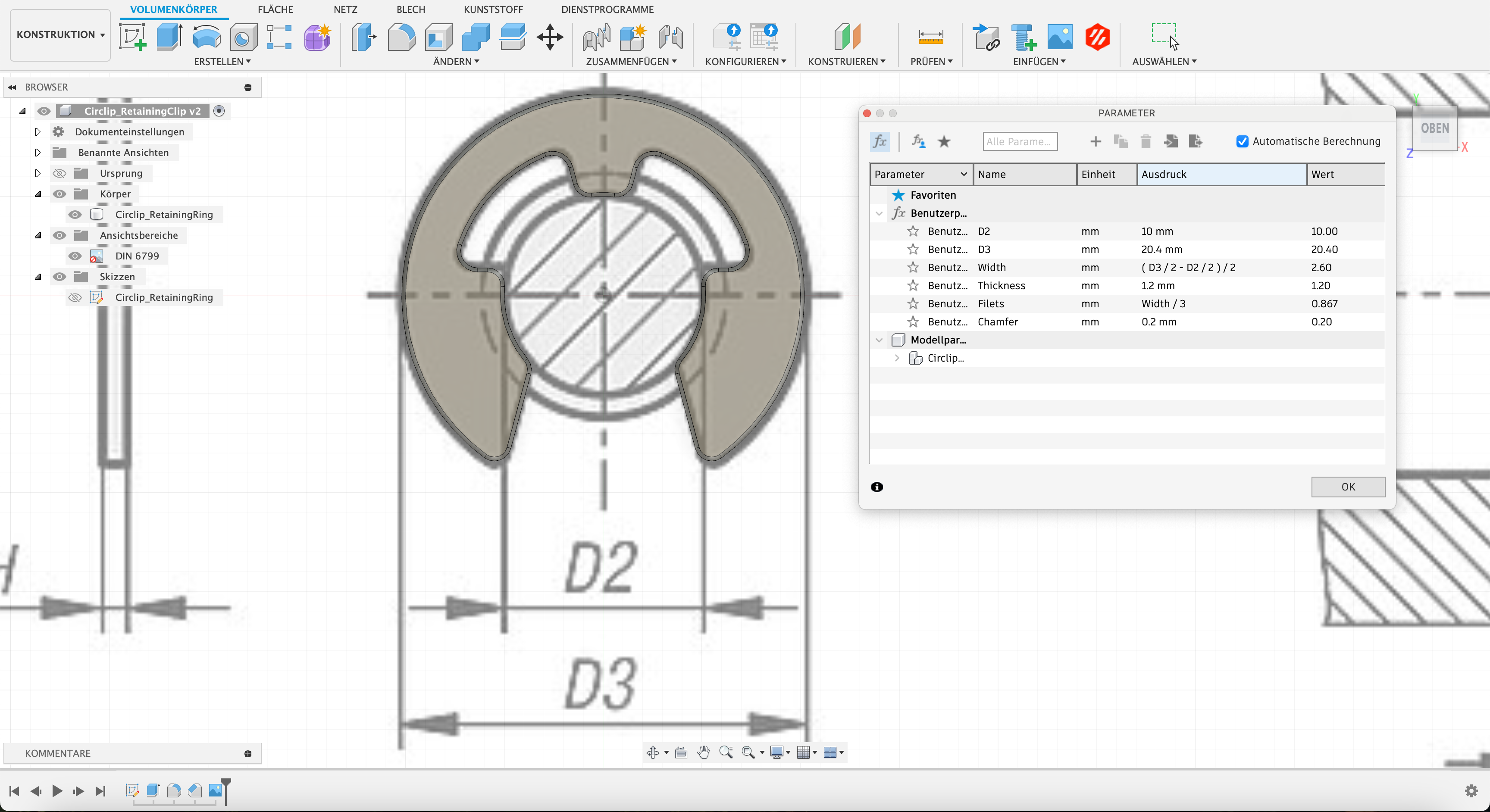 Parametric Circlip / Retaining Clip DIN 6799 - photo 2
