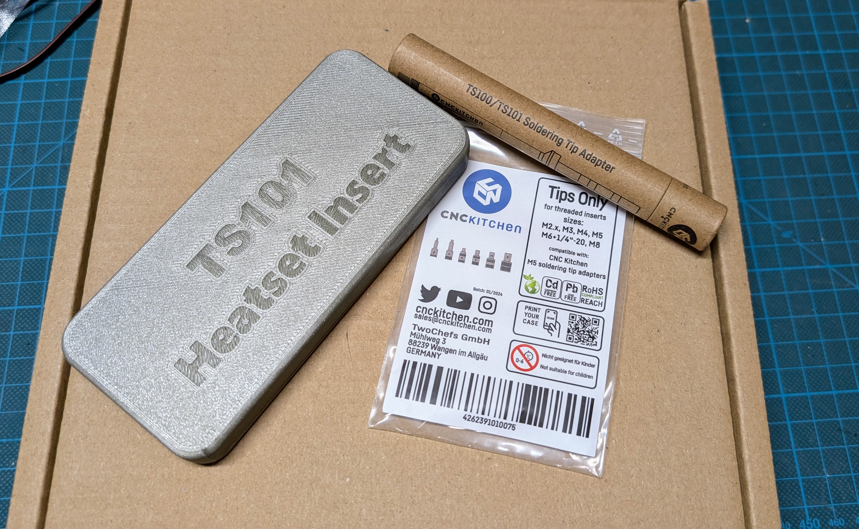 CNC Kitchen Pinecil/TS100/TS101 Heatset Insert tool storage case 6x2 magnets