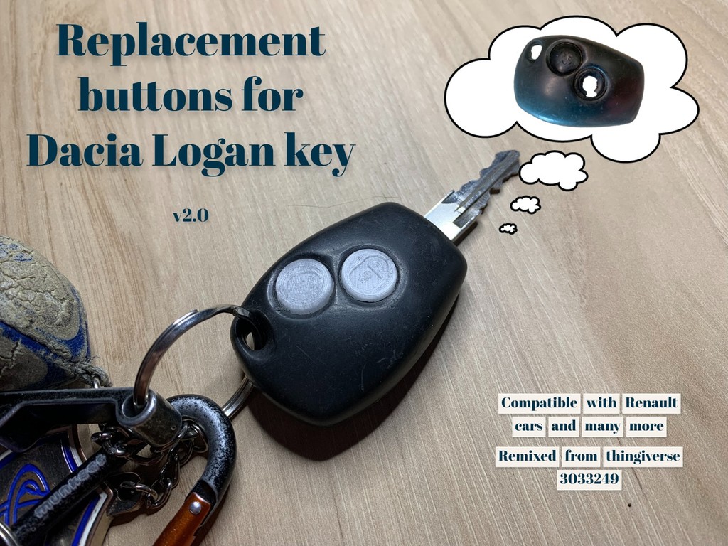 Replacement Car Key Buttons for: Renault Dacia and many more