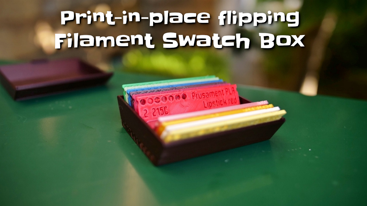 Filament Swatch box with hinged standard swatches