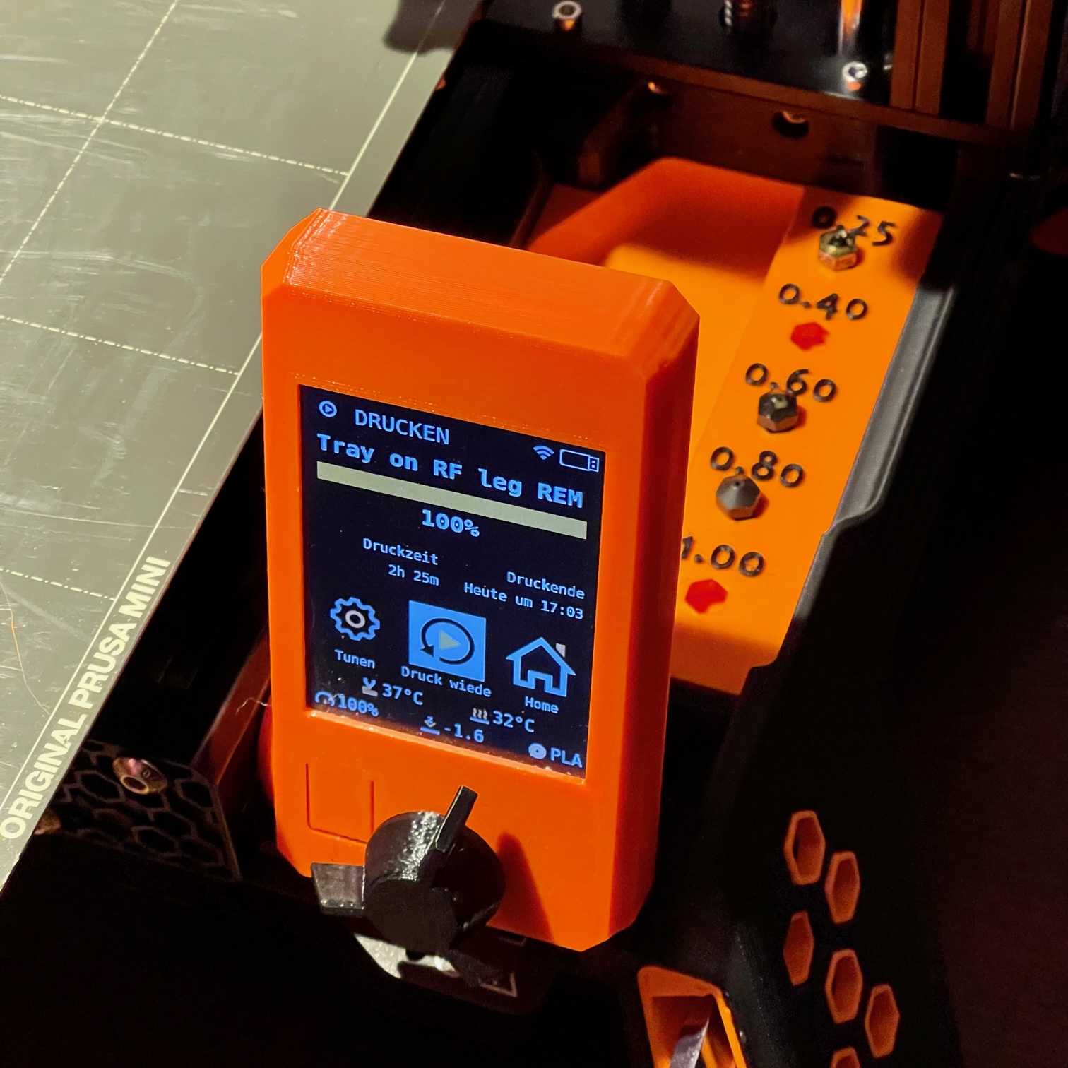 Tray on RF leg REMIX for Prusa Mini Base