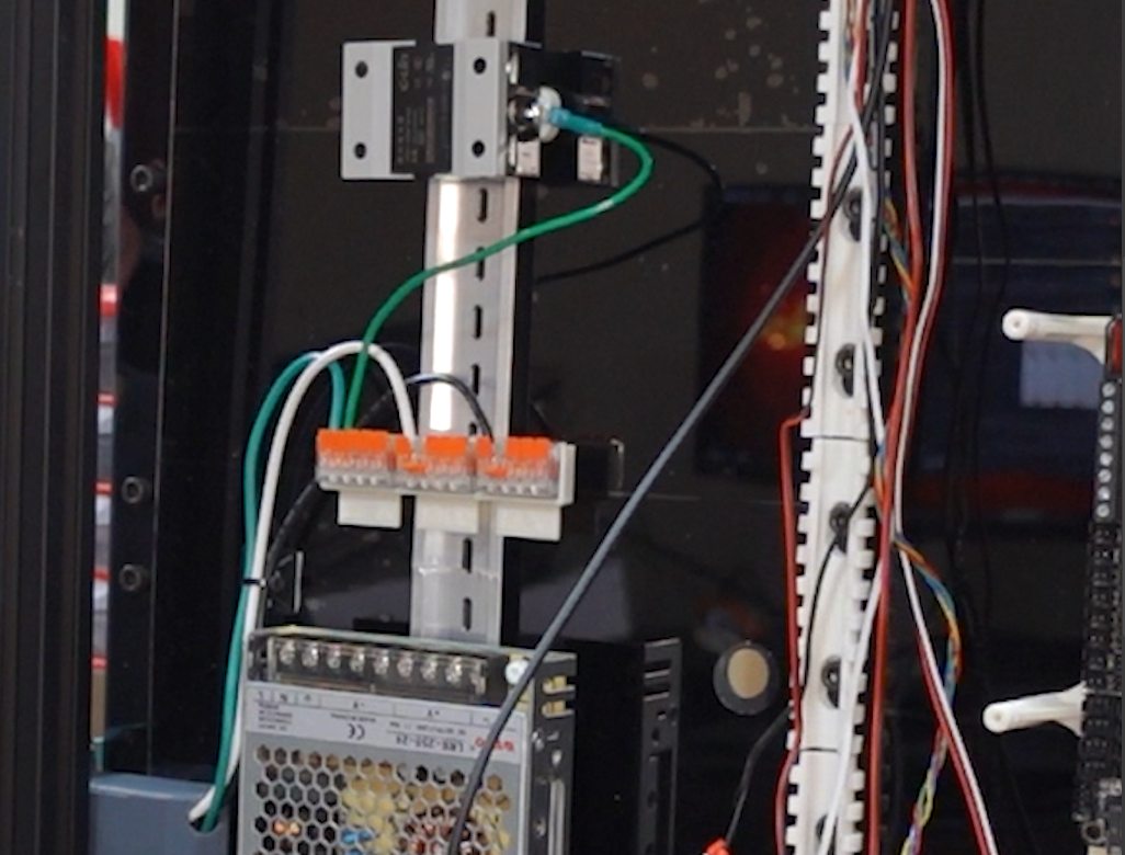 Mount for 3x5wire WAGO connectors with mains power labels, holes for Voron DIN clip - photo 3