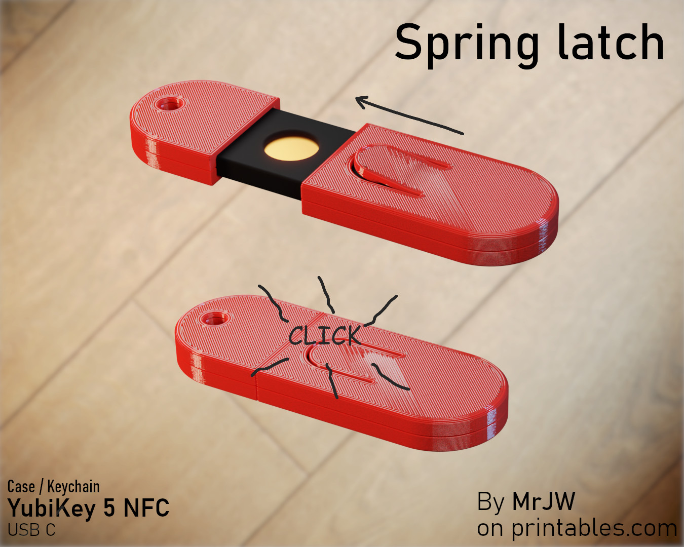 YubiKey 5C NFC Case/Keychain (USB C only) with STEP file - photo 3