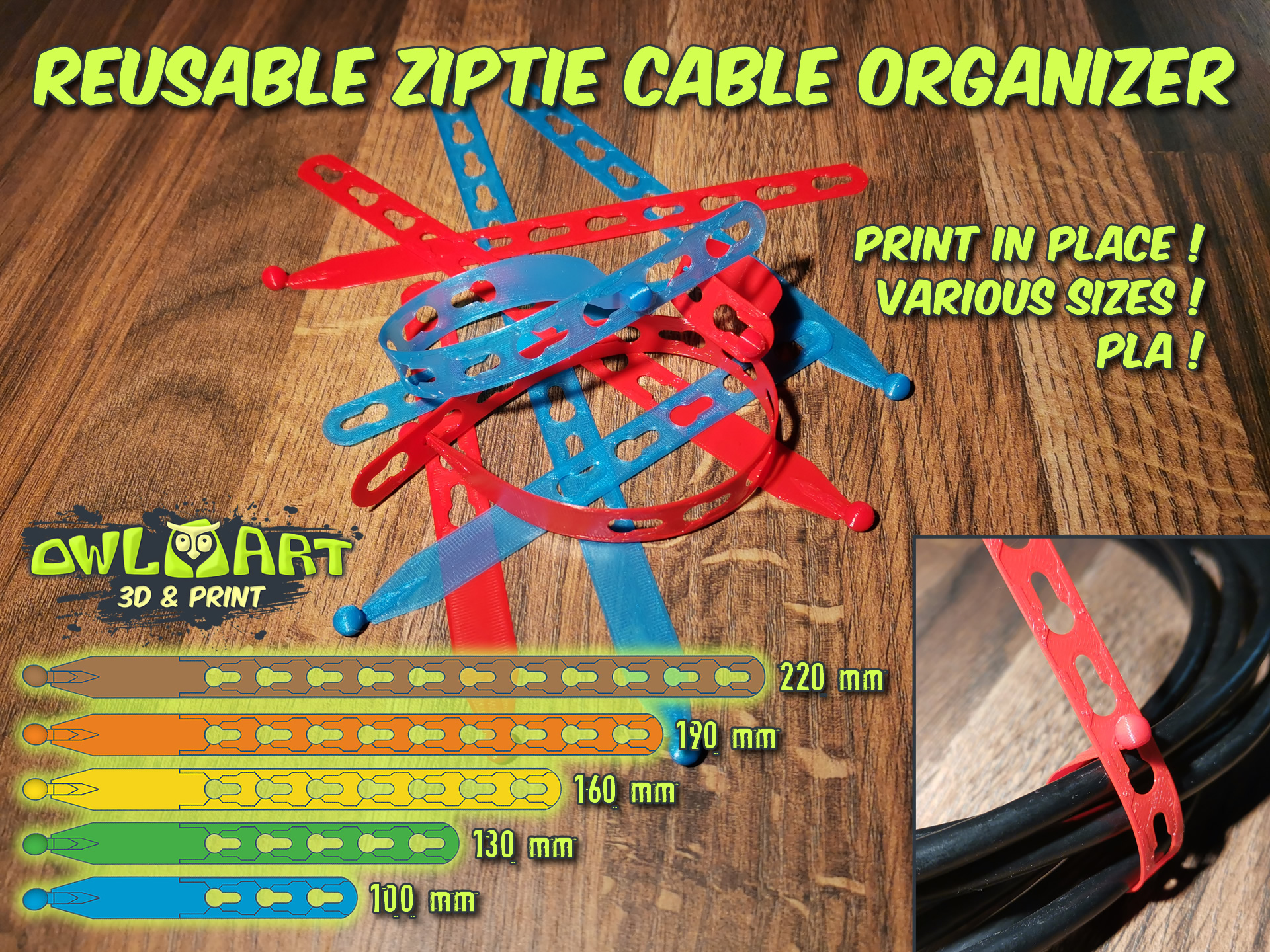 Reusable Ziptie Cable Organizer (Various Sizes)