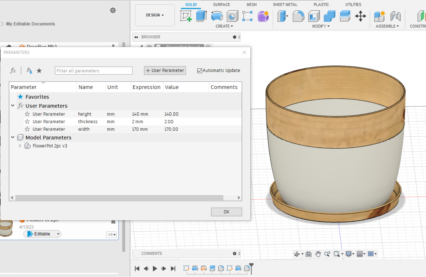 Parametric Two Tone Flower Pot w/ Tray - No Filament Change - photo 3