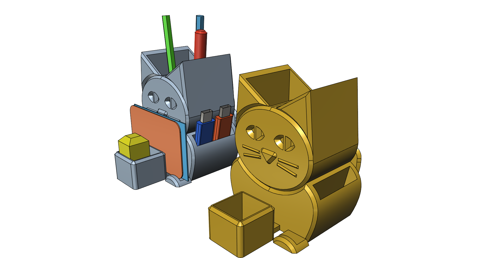 Desk organizer CAT desktop organizer organizers office organizer table pencil holder pencil stand pen holder pen stand stojan na tuzky kocka easy print without support tested - photo 4