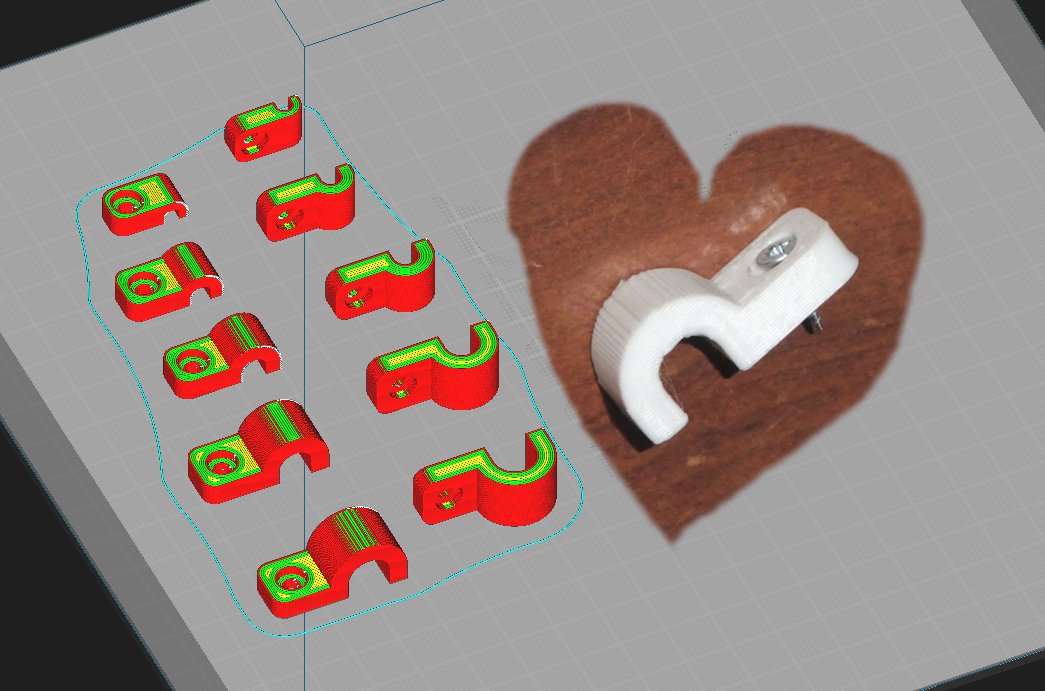 Customizable Cable Wire Holder Mount Clip Clamp Fastener (parametric in FreeCAD)