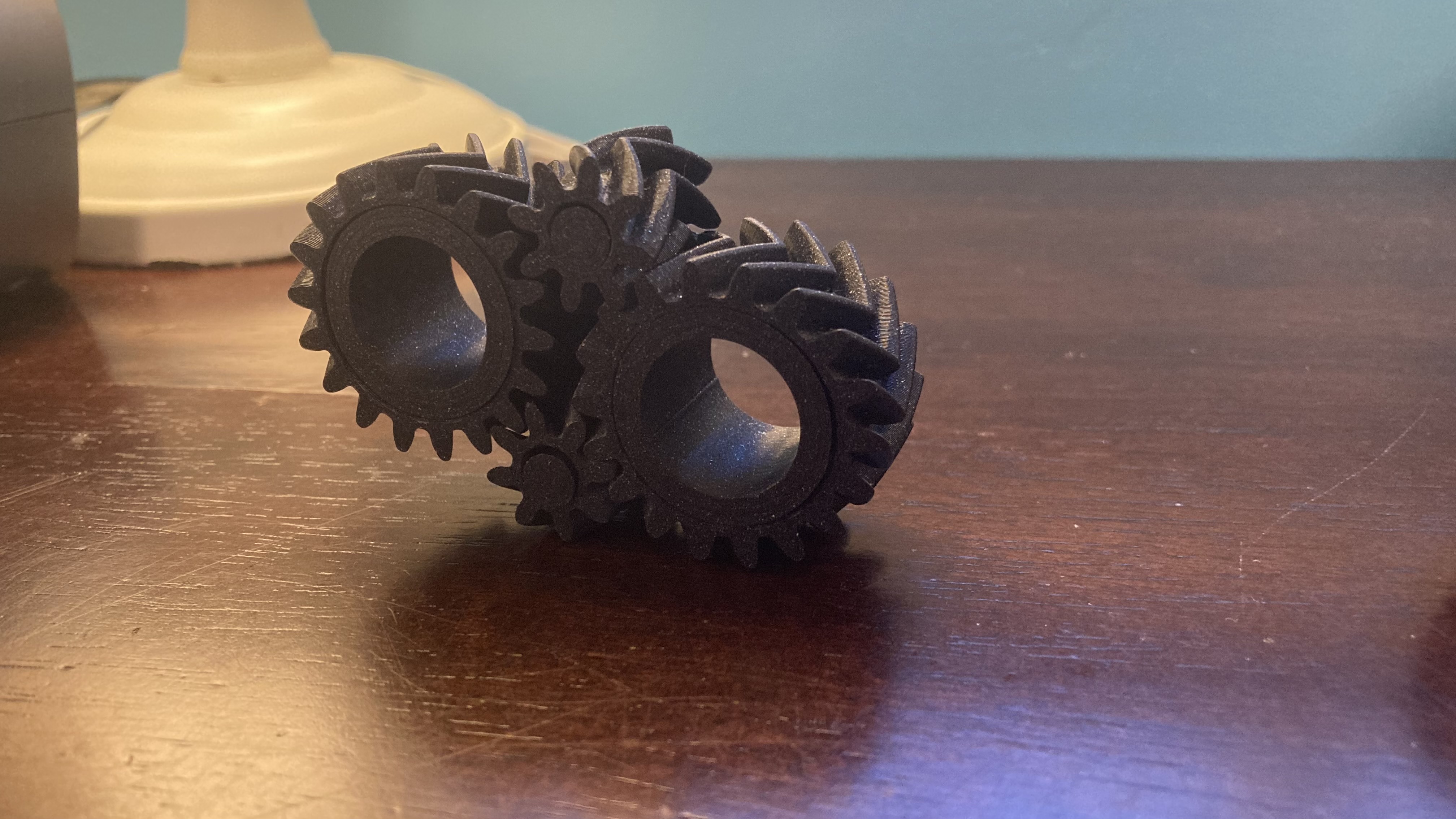 Print-in-Place Spinning Helical Gear Fidget Tortured test - photo 4