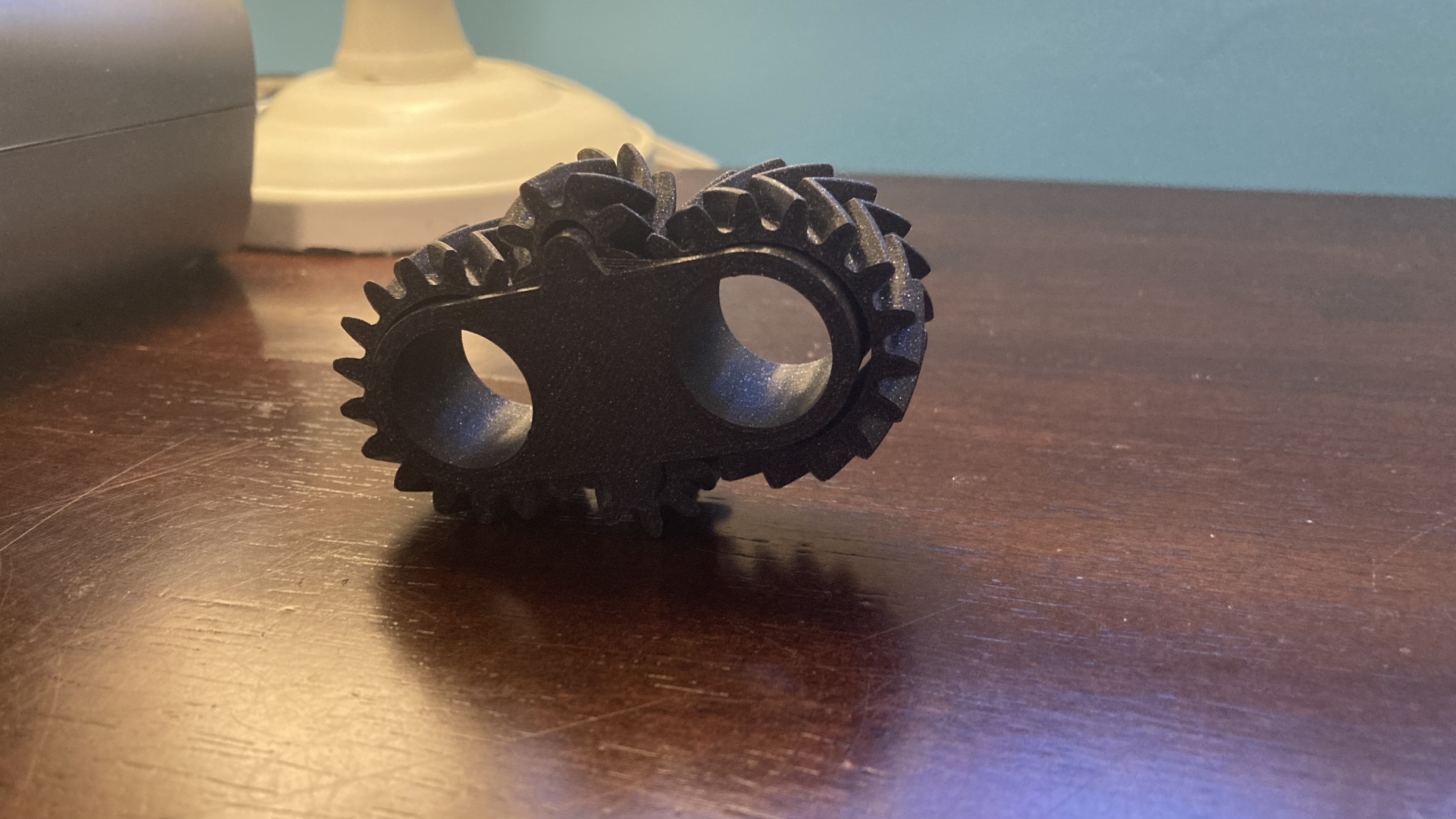 Print-in-Place Spinning Helical Gear Fidget Tortured test