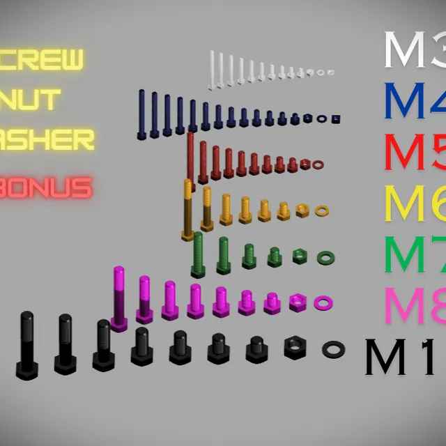 Screw Set M3 M4 M5 M6 M7 M8 M10, ISO 4017