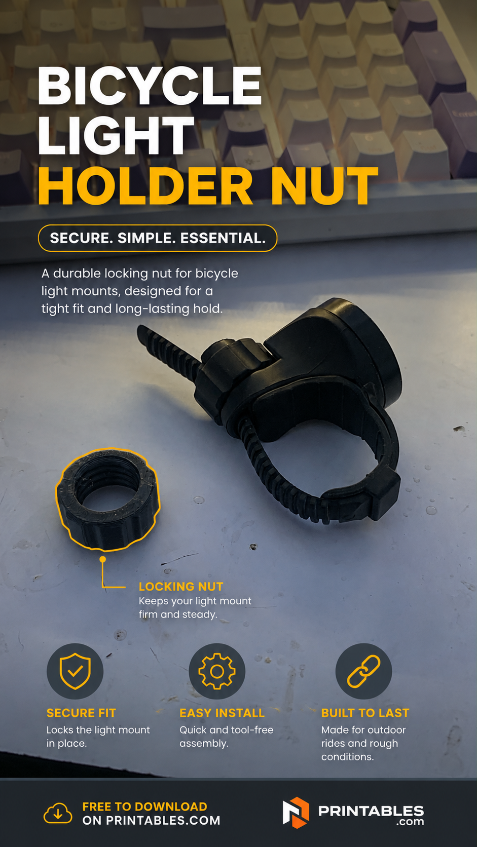 Cat Eye, Towild - Bicycle Light Holder Locking Nut (M16 × 2.5 Replacement Part)