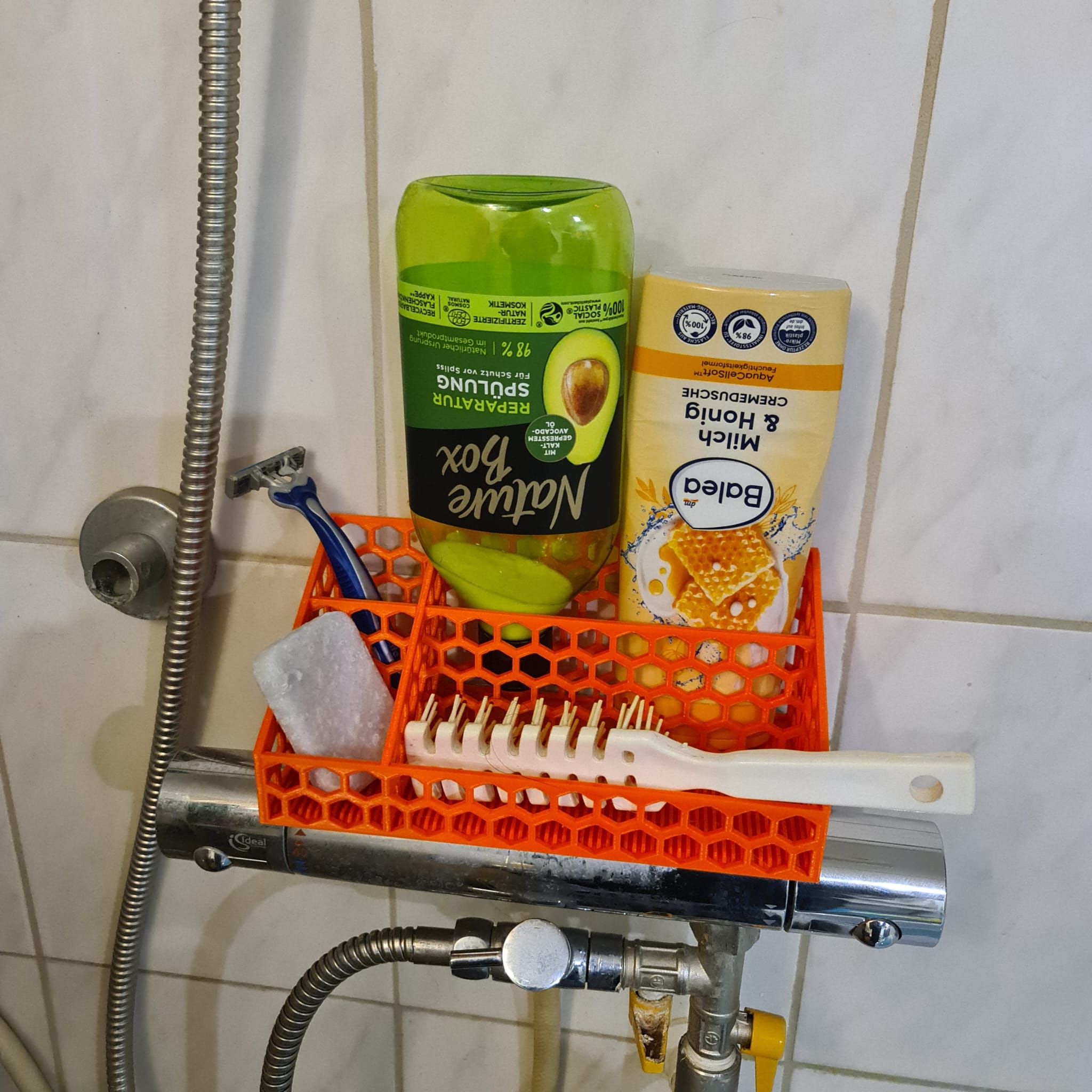 hex bathroom shelf organizer with drainage v1