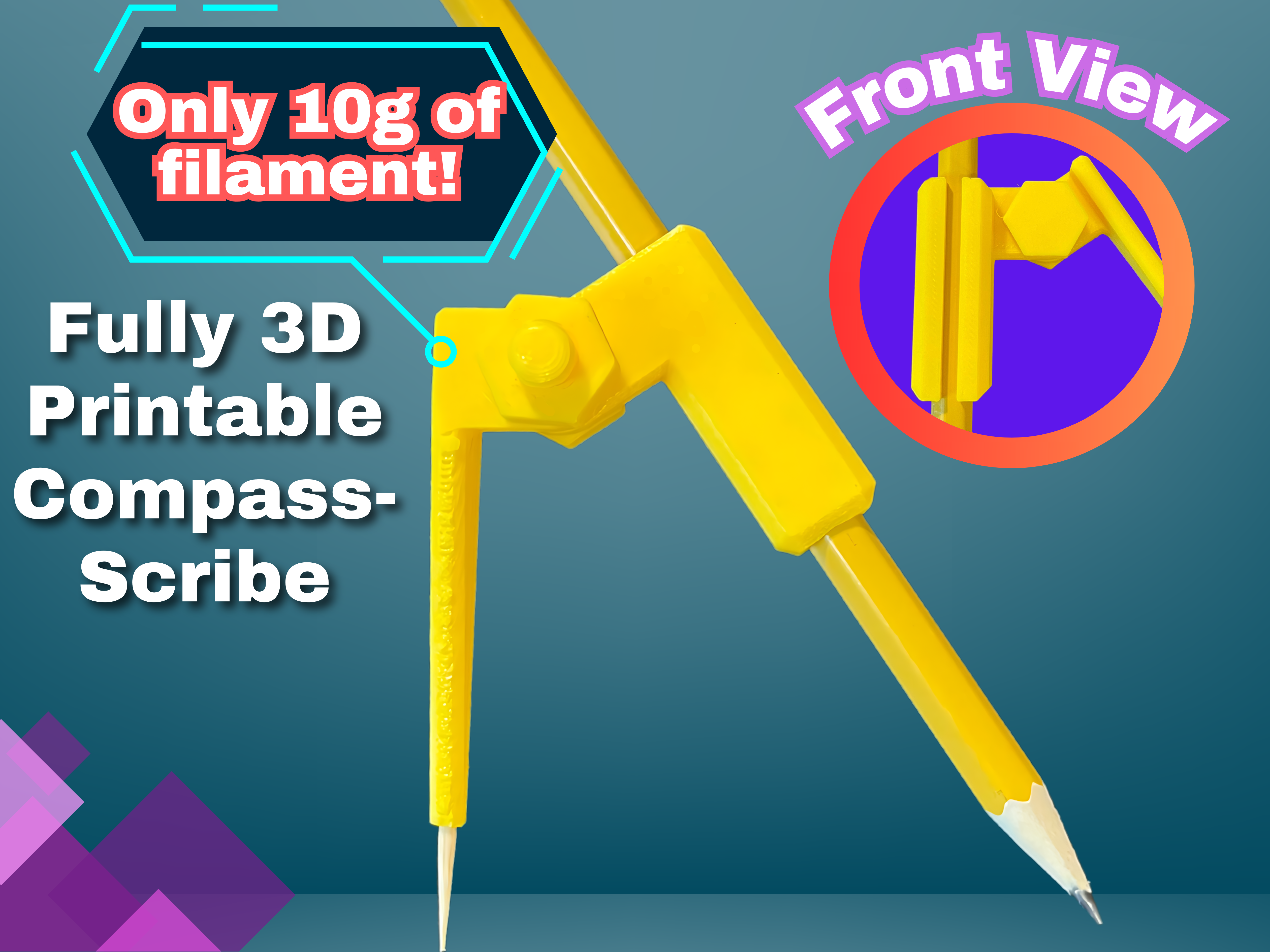 Simple Compass & Scribing Tool | Fully 3D Printed | Less than 10 grams - photo 2