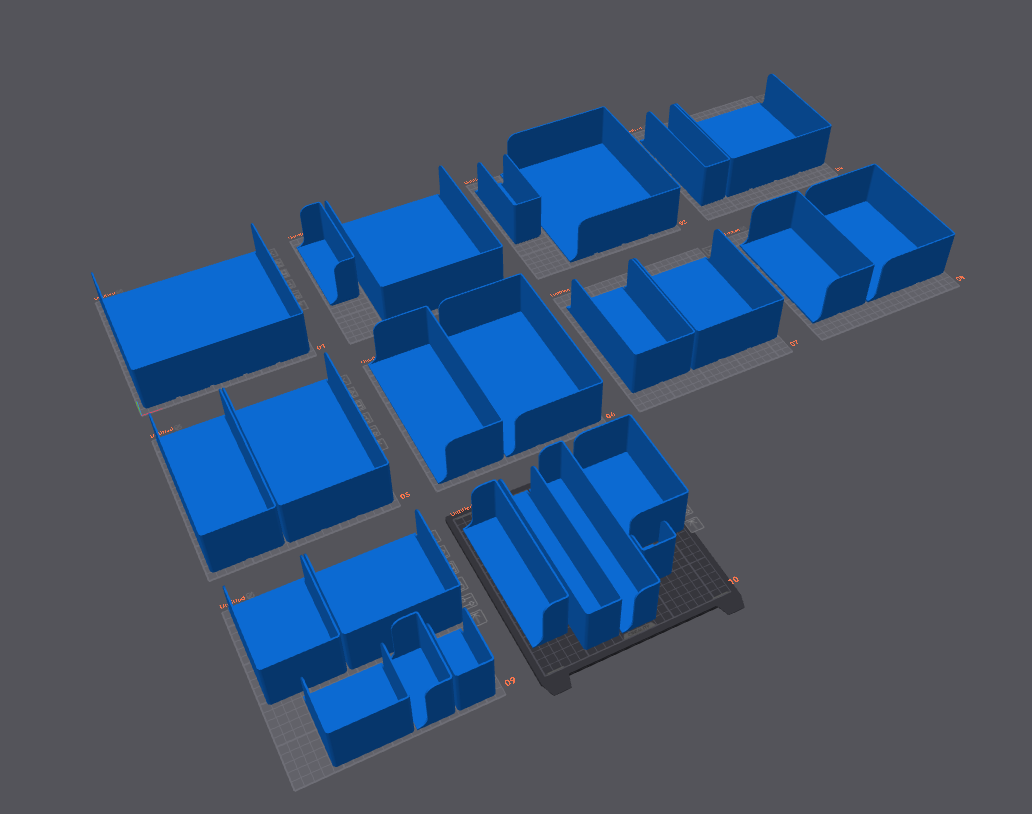 Kitchen Gridfinity w/ Solid Bases - Endcaps and Blanks