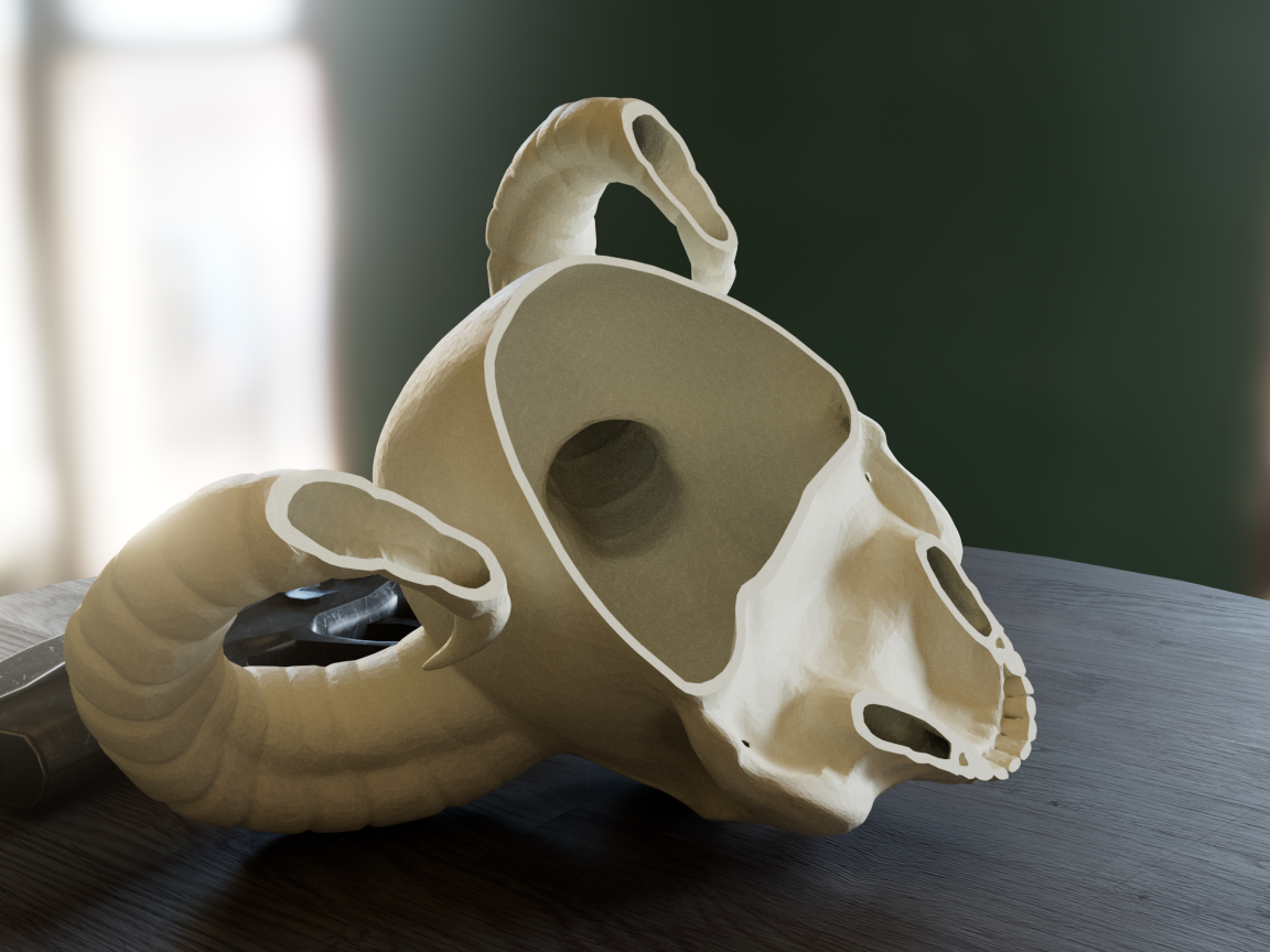 Horned Skull Lamp | Demon Skull | Skull with Horns - photo 2