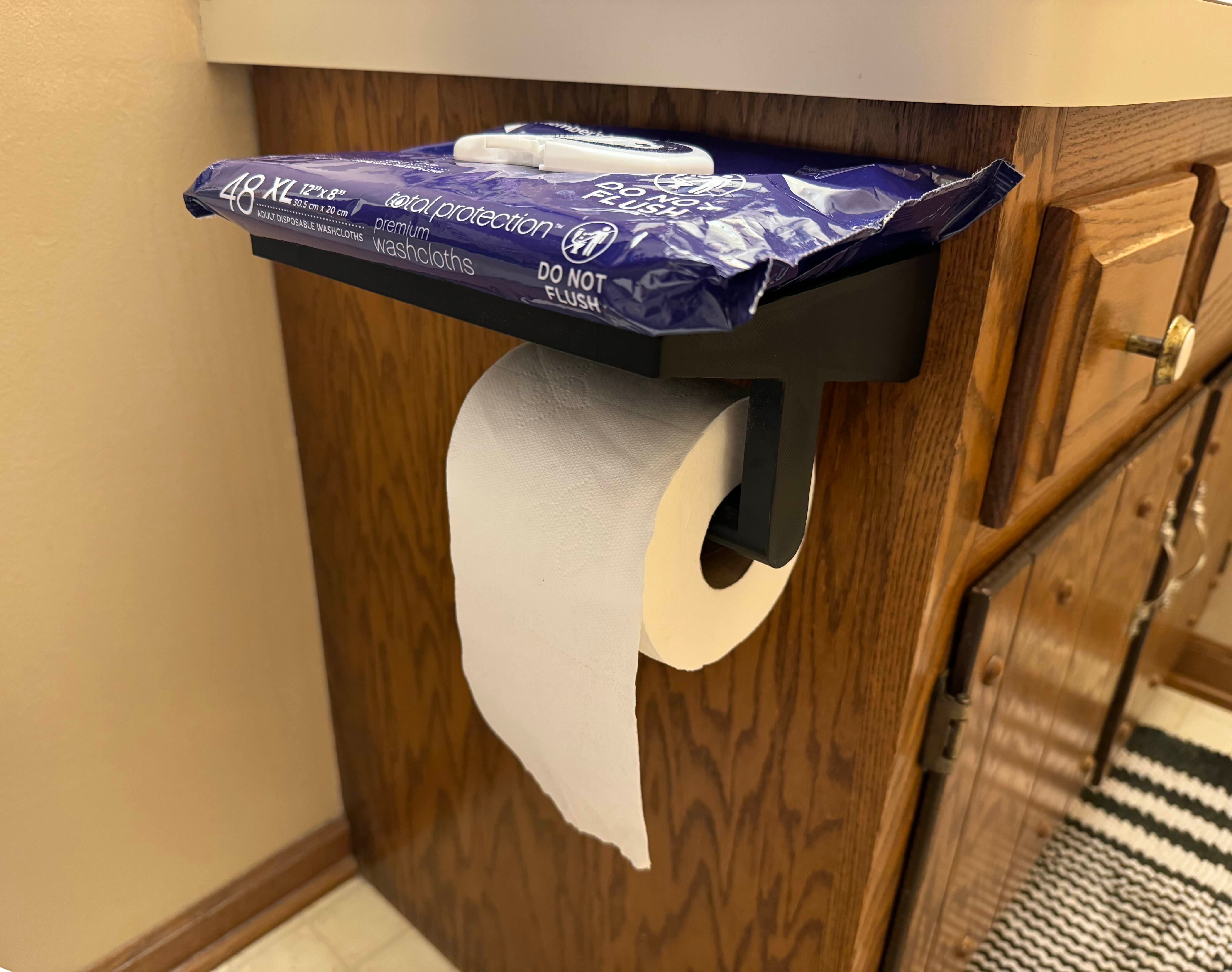 Toilet Paper Holder With Large Shelf