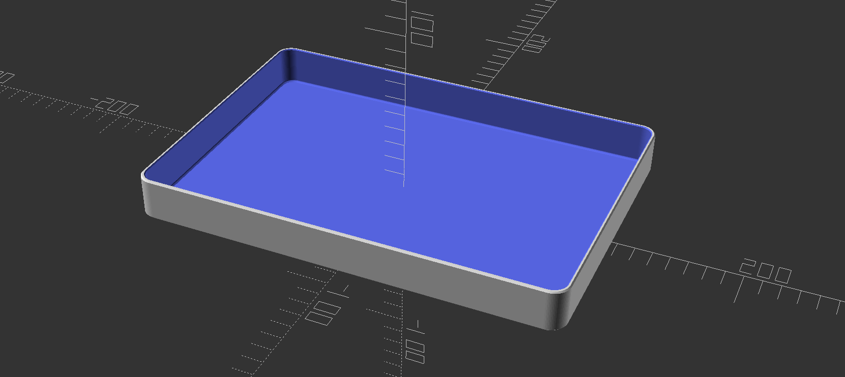 Parametric Rounded Tray with Chamfers & Filleted Interior (OpenSCAD)