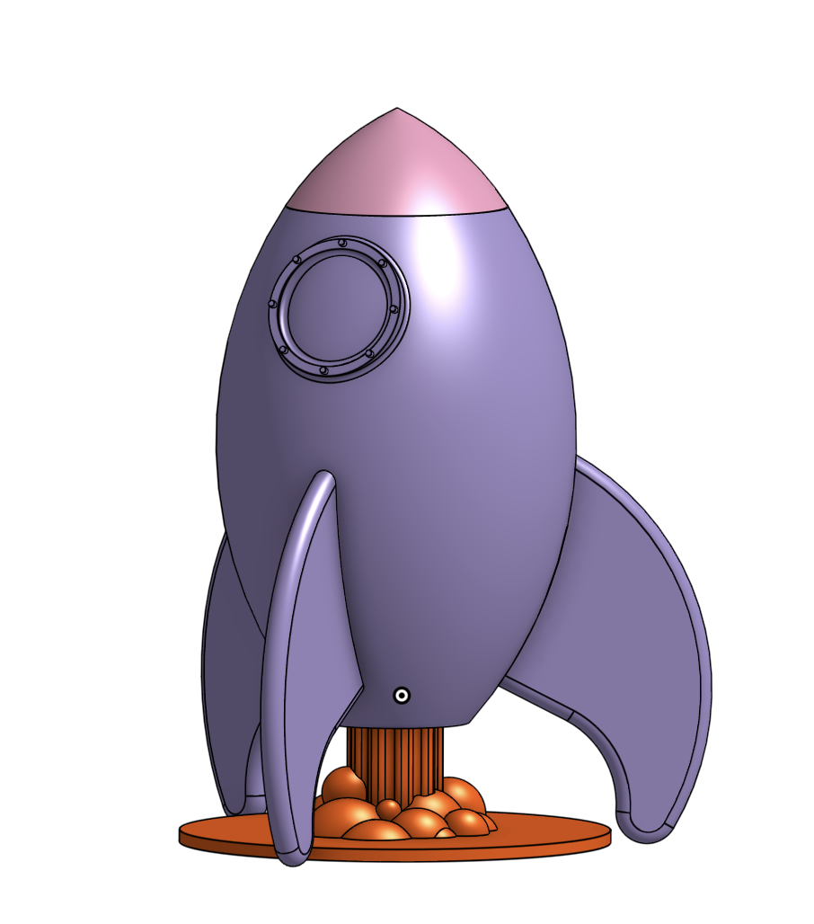 Retro Rocket Desk Display (No Supports, 4-Part Print) - photo 4