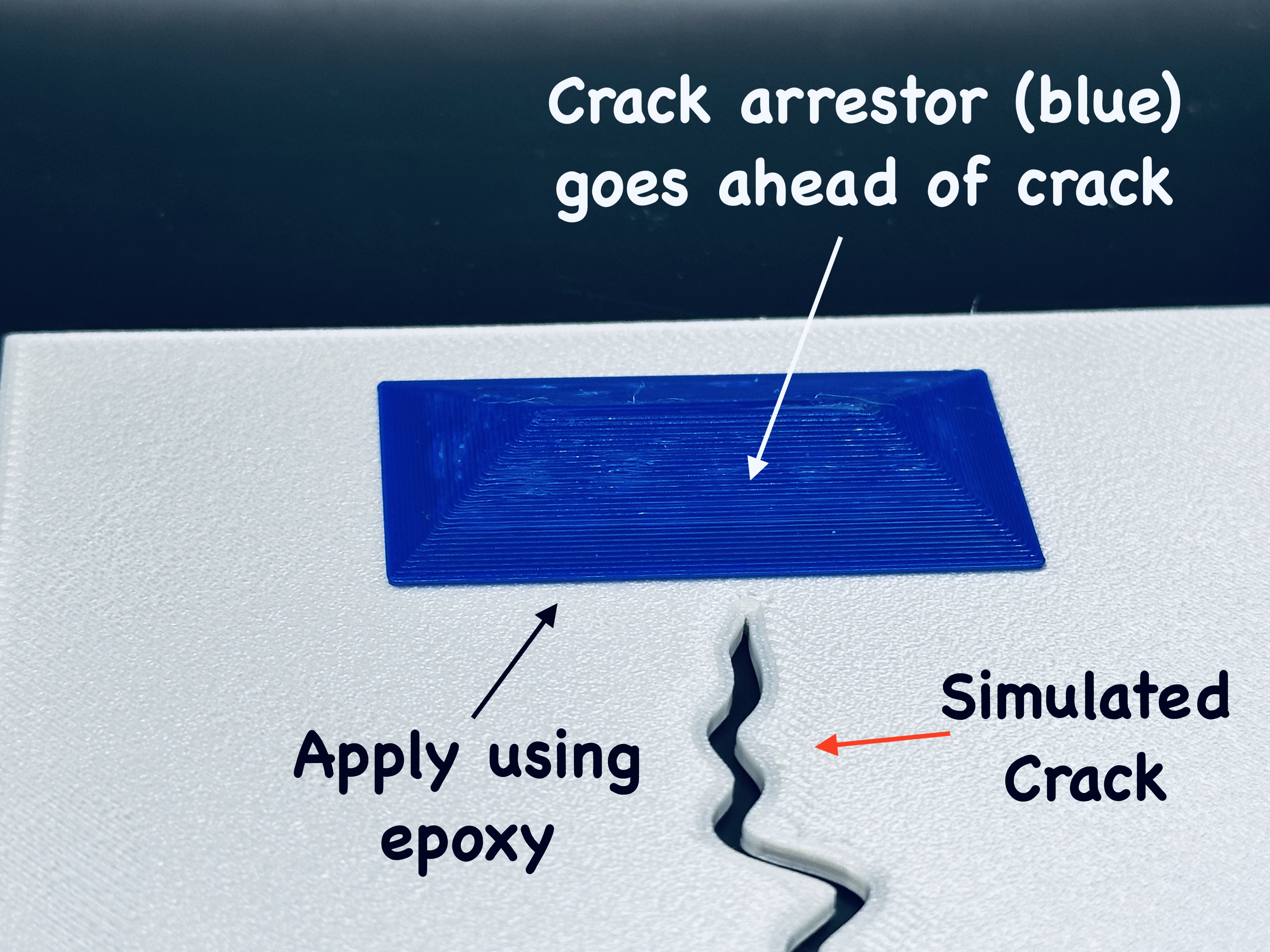 Refrigerator Tray or Shelf Crack Arrestor